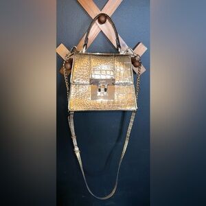 Gold Crocodile Print Aldo Mini Bag/Satchel - EUC